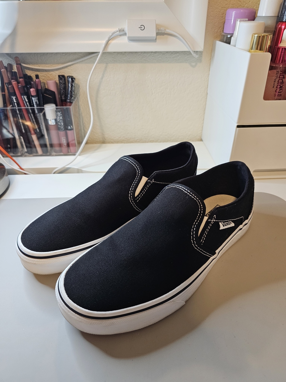 Vans Black & White Classic Slip-On Loafers